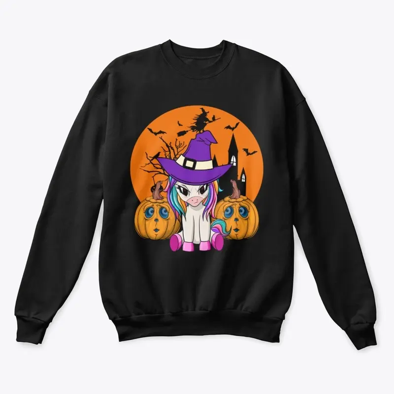 Cute Women Witchy Halloween Unicorn Girl